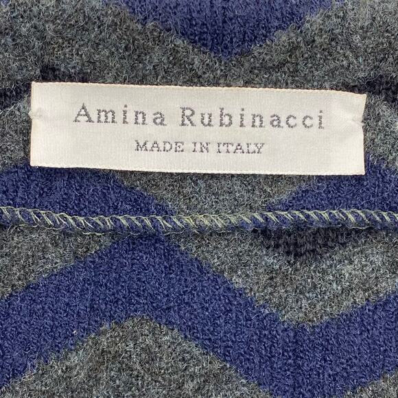 Amina Rubinacci Italy Wool Blend Chevron Knit Longline Sweater 42 Button Down - Picture 11 of 13